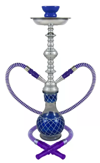 19" Blue Hookah Set - Nicolette by Premium Hookah Shisha 2 Hose