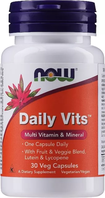 NOW FOODS, DAILY VITS Multimineral Multivitamin 30 Veg. Kapseln SUPER PREIS