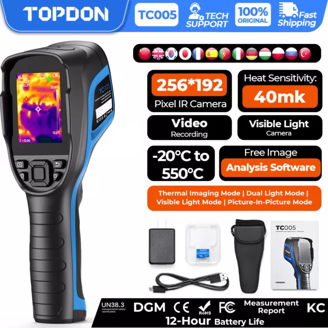 2023 TOPDON Handheld Thermal Imaging Camera IR Infrared Thermometer Image TC005