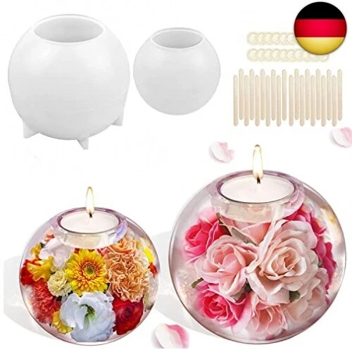 42 Stück Silikonform für Kerzenhalter Epoxidharz Formen Set, DIY Silikonform G