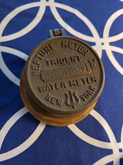 Antique Brass Neptune Meter Co. Trident Water Meter New York