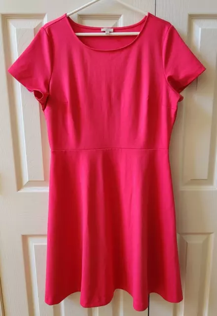 Talbot's Dress Ponte Knit A-Line Fit & Flare Short Sleeve  Size 12. Pink