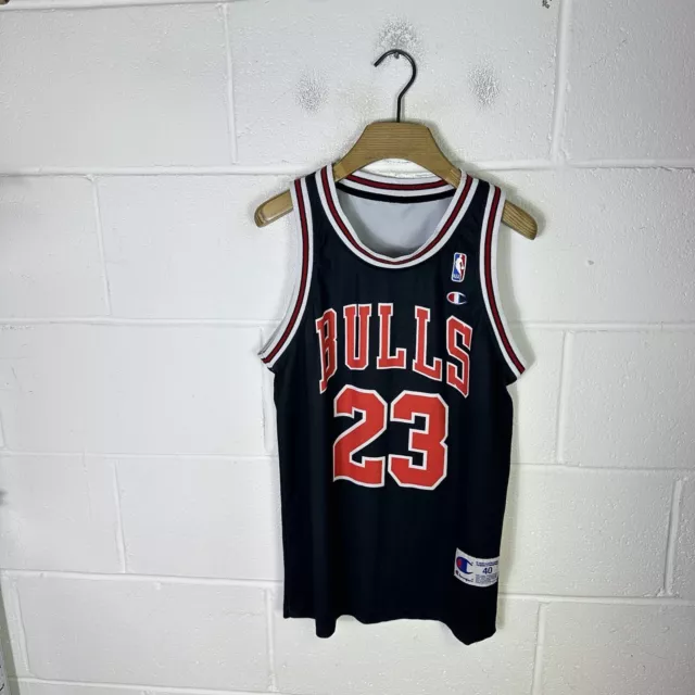 Vintage Chicago Bulls Jersey Mens 40 Black Champion #23 Michael Jordan Away NBA