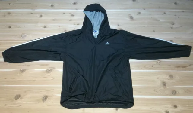 Adidas 1990s VINTAGE 3 Stripes Track Suit Hood Jacket Pants Black White Men's XL