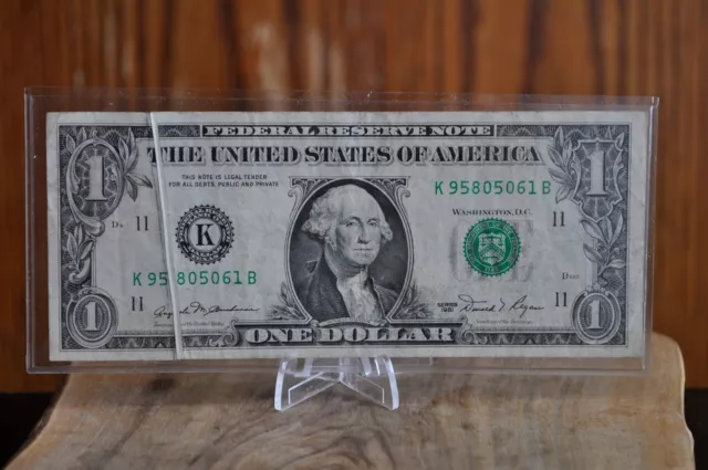 1981 One Dollar Bill Gutter Fold Error - XF (Extremely Fine) Grade - Gutter Fold