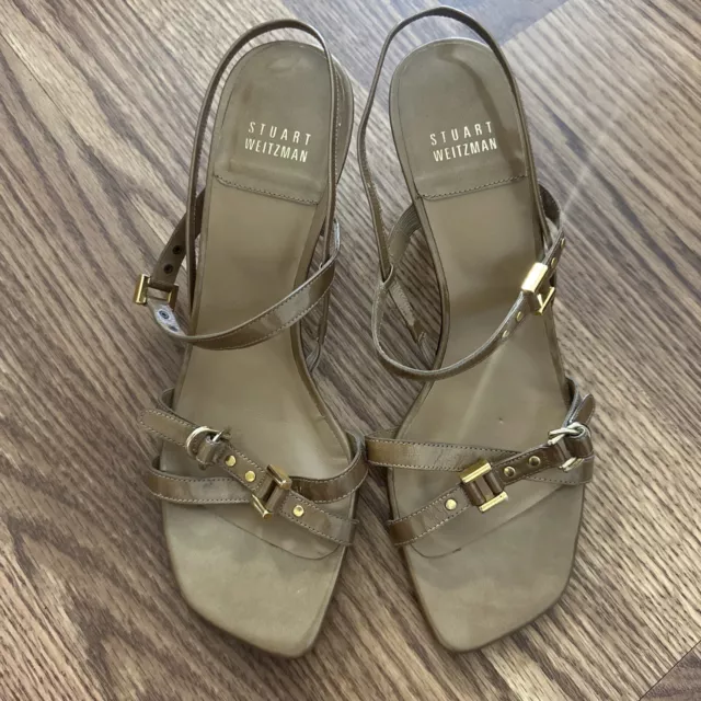 STUART WEITZMAN SHOES Size 7 Bronze Leather Sandals Open Toe Golden ...