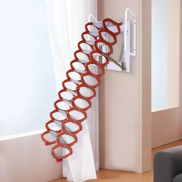Folding Loft Steps Attic Ceiling Ladder Stair Alloy Scissor Attic Ladder 10.17ft