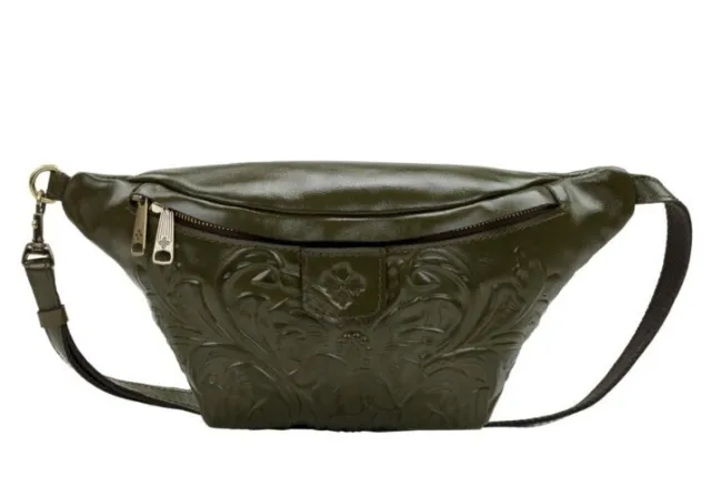 Patricia Nash Cantley Tooled Leather Belt Bag-Soft Olive-NWOT