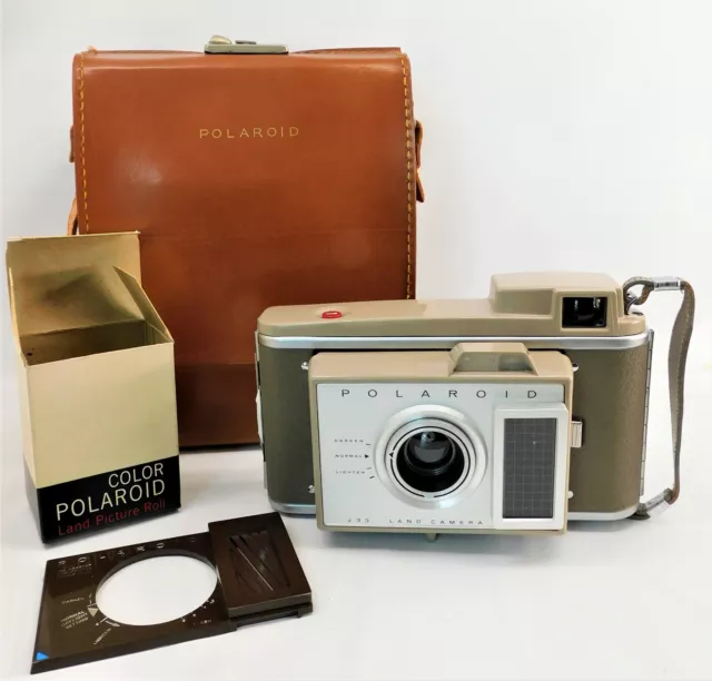 Estuche de cuero para cámara Polaroid J33w y adaptador de medición fuelle vintage sin probar