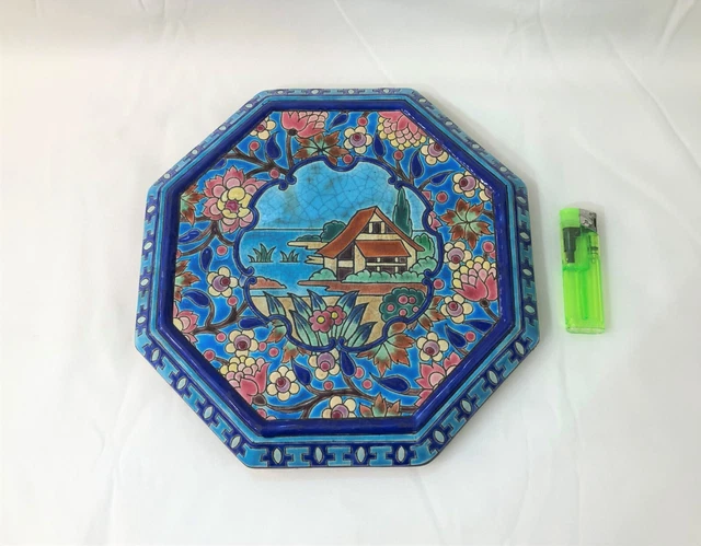 Ancien dessous de plat ART DECO en émaux de LONGWY signé Table Service TBE