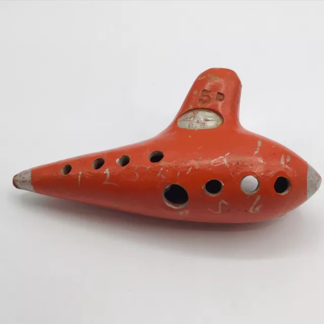 Vintage Ocarina GB Guido Bondi Sweet Potato Flute Hand Painted Clay 5D Ceramic