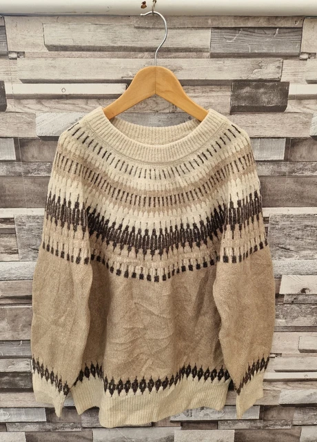 Mens Vtg 90S Fairisle Icelandic Pattern Winter Wool Pullover Knitted Jumper Uk M Mens Vtg 90S Fairisle Icelandic Pattern Winter Wool Pullover Knitted Jumper Uk M