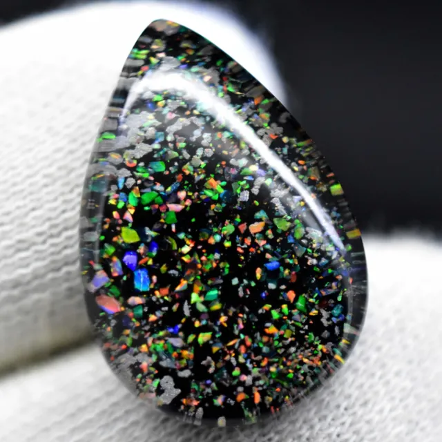 13.95 CT Naturel Australien Noir Feu Opale Doublet Certifié Beau Gemme