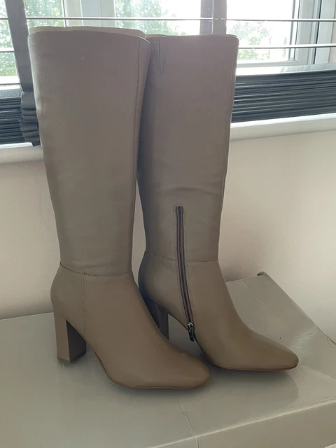 MOST BEAUTIFUL MARC Fisher Zimra Cream Leather Knee High Boots Size Uk7.5 Us9.5 45.00 PicClick UK