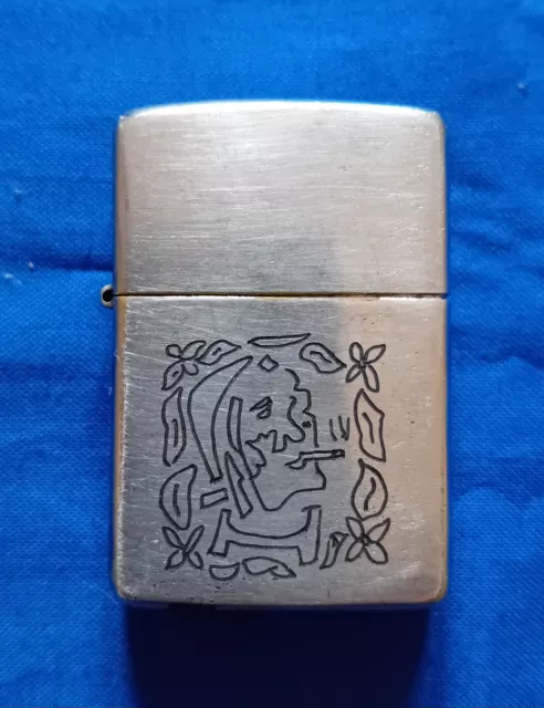 ZIPPO Silver Lighter Vietnam War 1967 with case: engraved quote: RARE and UNUSED