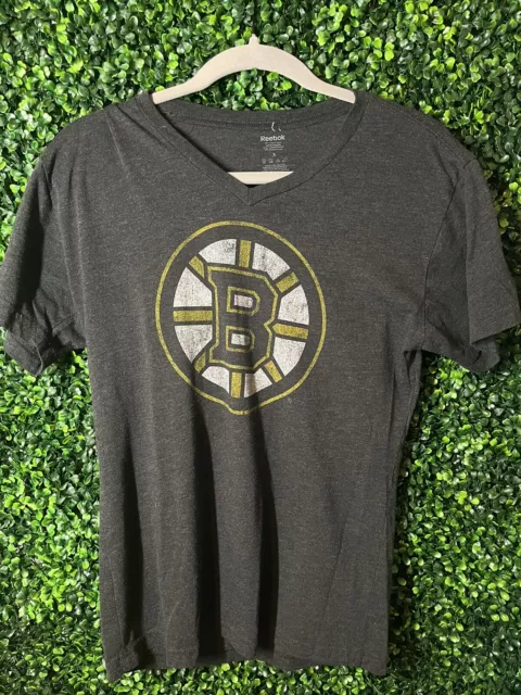 Boston Bruins Hockey Team Grey T Shirt Adult Womens Small Tee NHL S Reebok