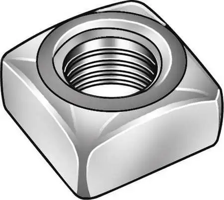 Zoro Select U11120.037.0001 3/8"-16 Low Carbon Steel Plain Finish Square Nut -