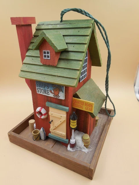 Hand Made Nautical Theme Hanging Wood Bird Feeder / Ships Store / Folk Art