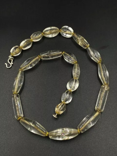 old antique ancient beautiful crystals quartz beads necklace from Burma original 8