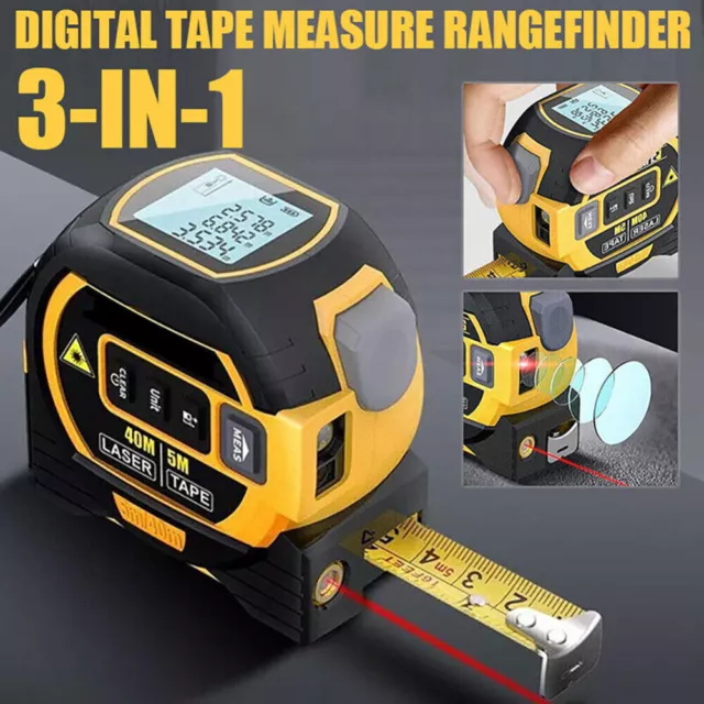 3 in 1 Digital Measure Tape Laser Distance Meter Measuring Tool Range Finder UK