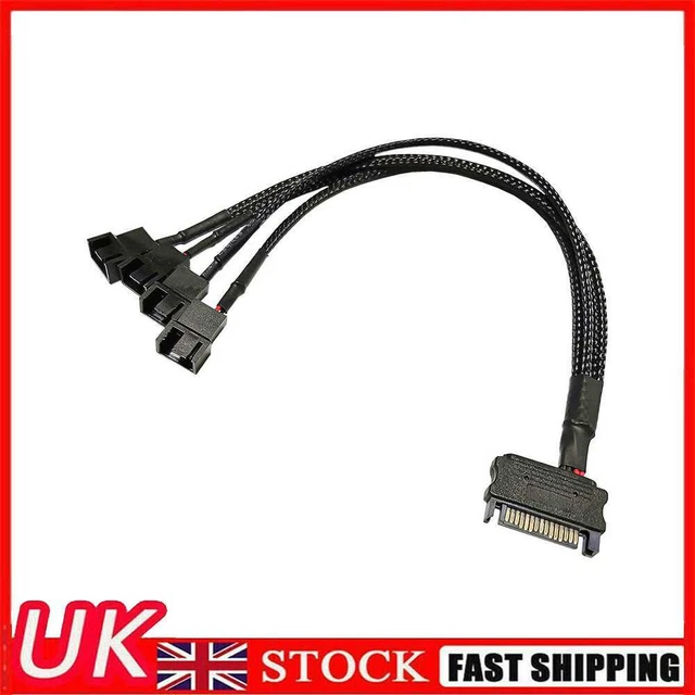 SATA Power Cable PC Cooling Fan Splitter Hub Converter (SATA to 4x4Pin)