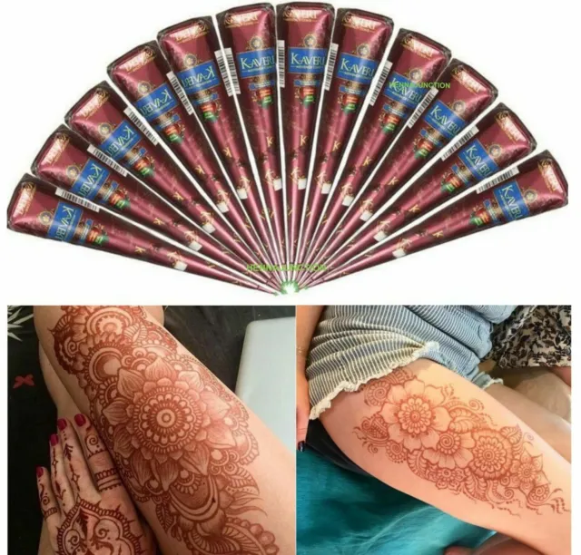 24 kit di body art con coni di henné alle erbe Mehandi per tatuaggio...