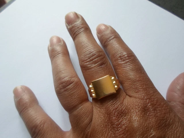 Chevalière En Plaqué Or Jaune - Taille 61, à Graver, Occasion, Style Classique