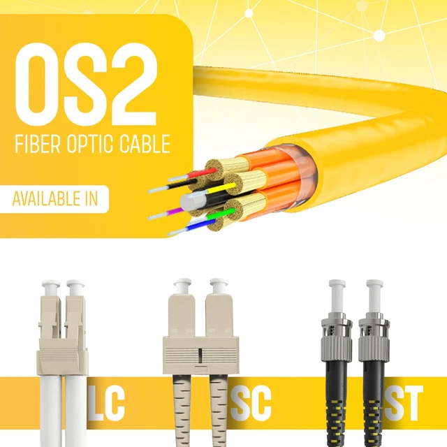 OS2 LC TO LC Fiber Optic Patch Cable Single Mode Duplex Yellow 9/125 ...
