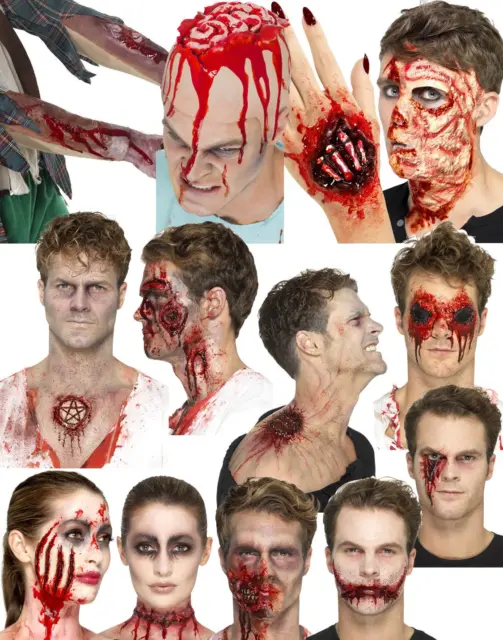 Halloween Latex Prosthetic Wound Kit Blood Make Up Zombie Fancy Dress Accessory