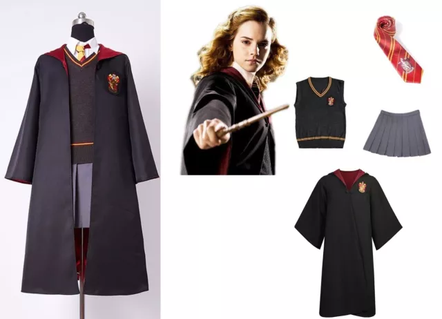 Kids Adult Hermione Granger Costume Harry Potter Cosplay Book Week Gryffindor