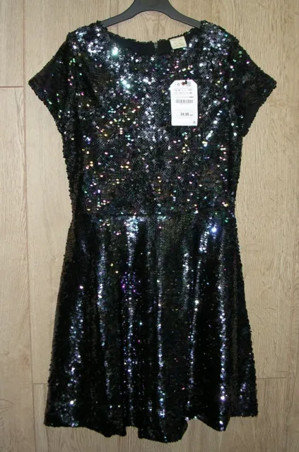 Zara New Girls Black Sequin Sparkly Party Dress Age 13-14 RRP £24.99