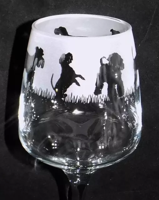 New 'SCHNAUZER' Hand Etched Large Wine Glass with Gift Box - Unique Gift!