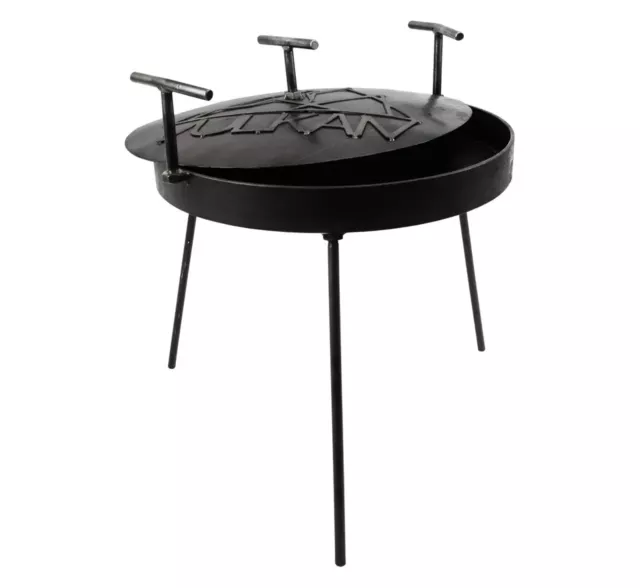 Outdoor 13' cast cooking iron pan on legs (with cover and clining brush)