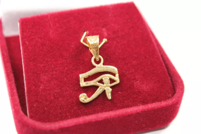 Egyptian Handmade Charming Eye of Horus 18K Yellow Gold Pendant 1.2 Gr 2