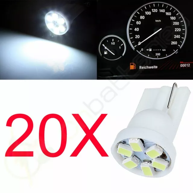 20 X T10 W5W 2825 194 168 158 6-SMD 3020 LED For License Plate Light bulbs White