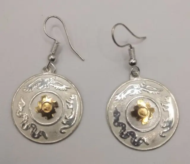 Handmade Peruvian earrings with Andean trilogy design