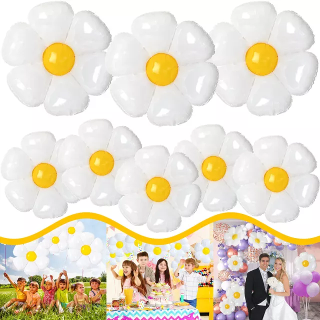 10PCS Daisy Flower Balloons White Aluminum Foil Balloons Party Supplies Decor