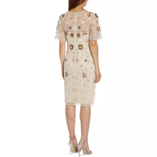 Adrianna Papell Womens Embellished Floral Print Casual Sheath Dress BHFO 2949 2