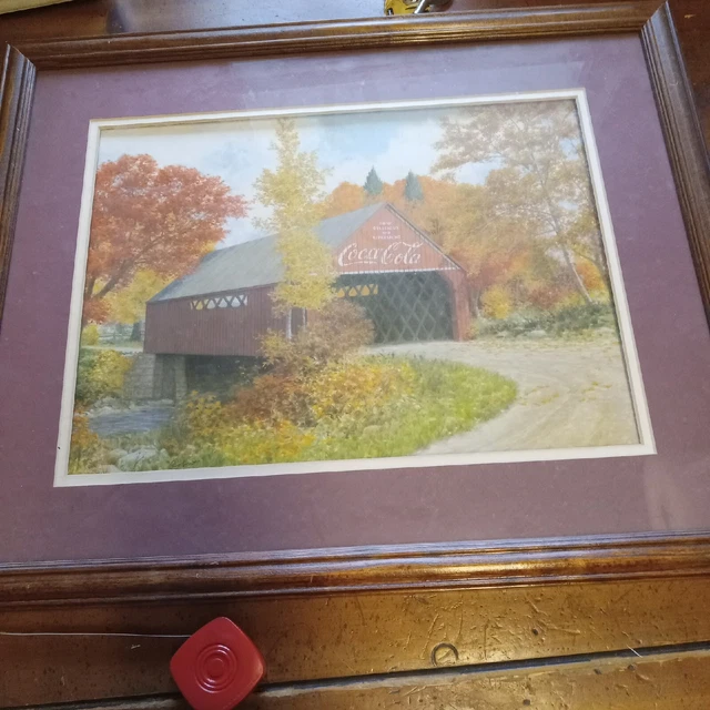 Coca Cola Framed 20” X 16” Framed RUBY FALLS- VINTAGE- Real Wood Frame-