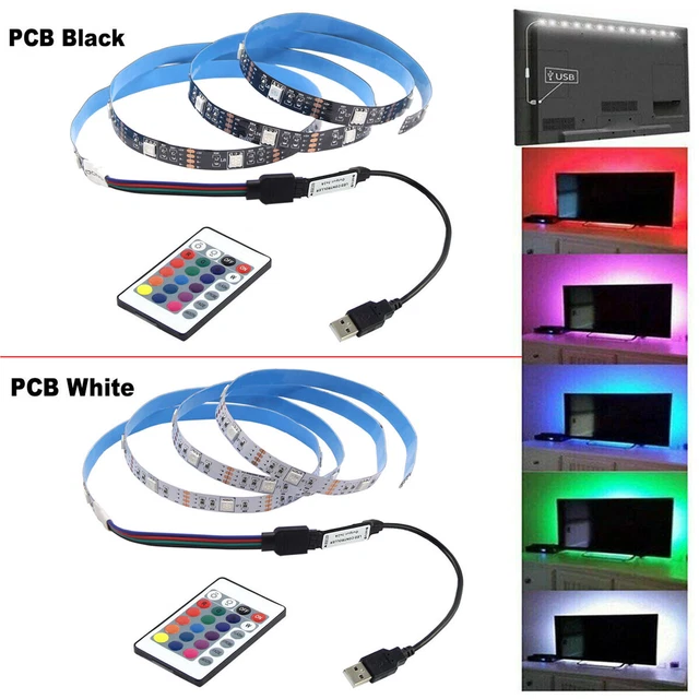Bande LED Flexible RGB 5050 - Kit Avec Télécommande, USB, 30-300 LEDs, Intérieur IP20 - Neuf