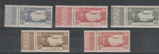 Niger 1940 Courrier Aerea 5 Val. Ivert N°1 /5 MNH MF122090