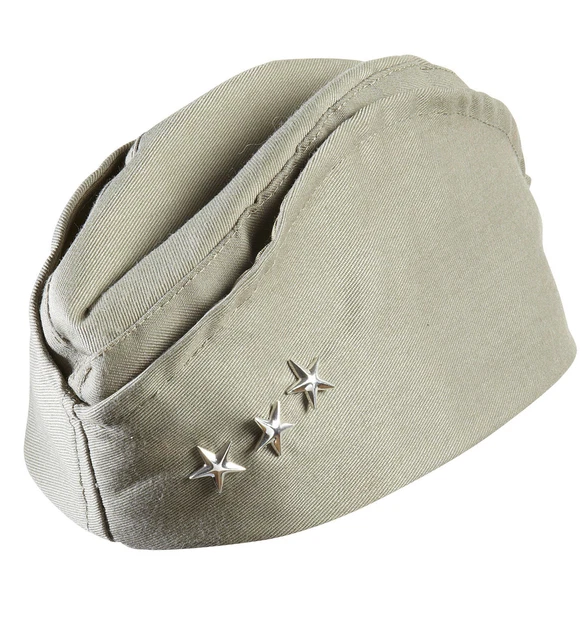 SIDE CAP US Army Soldier Ww 11 Khaki Military Hat 3 Star Fancy Dress