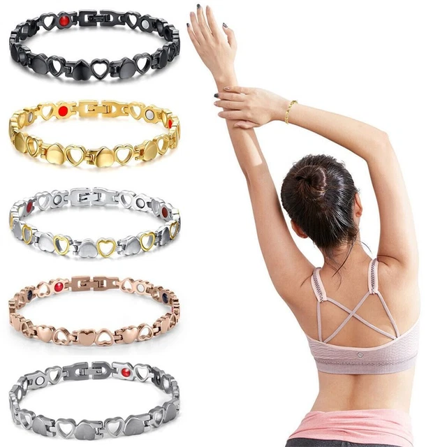 Bracciale Magnetico Uomo Drenaggio Sollievo Artrite Bracciale Cuore Acciaio Titanio