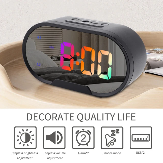 Sveglia RGB Extra Forte, Sveglia Vibrante Con Vibratore Da Letto, 15 Modalità Di Colore, Grande Schermo A Specchio Da 7 Pollici, 4 Variatori | Leroy Merlin