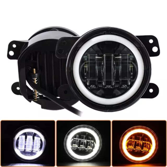 Pair 4 Inch LED Fog Lights Front Bumper Driving Lamps for Jeep Wrangler Dodge US