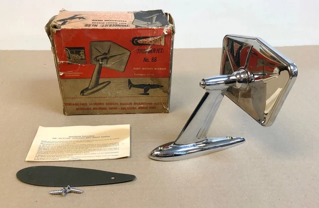 1950's NOS Thunder Jet Pentagon Head Outside Mirror