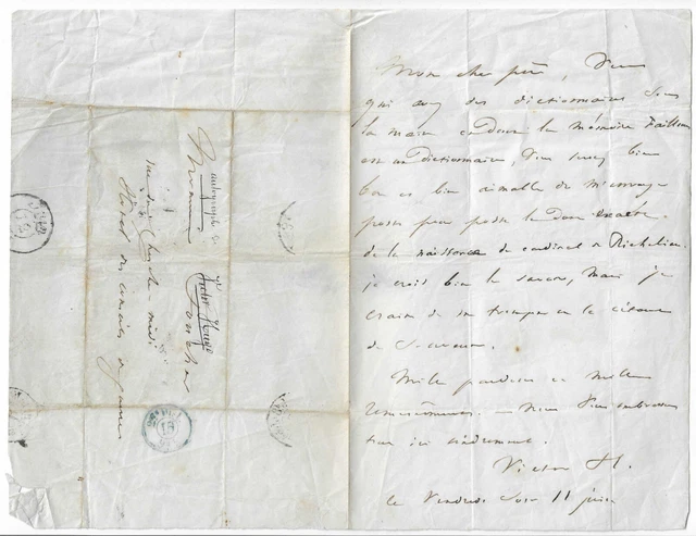 LETTRE PLI MANUSCRIT autographe signé VICTOR HUGO EUR 1.500,00