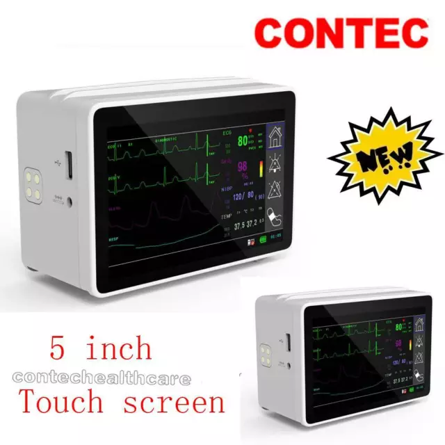 Portable Mini 5-Parameter Patient Monitor ECG NIBP Spo2 PR Hospital Vital Signs