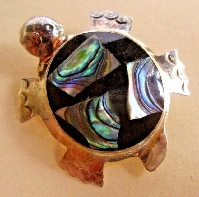Broche/Pendentif En Nacre Et Laque Noire - Alpaca Mexico - Années 1960 - Occasion Vintage