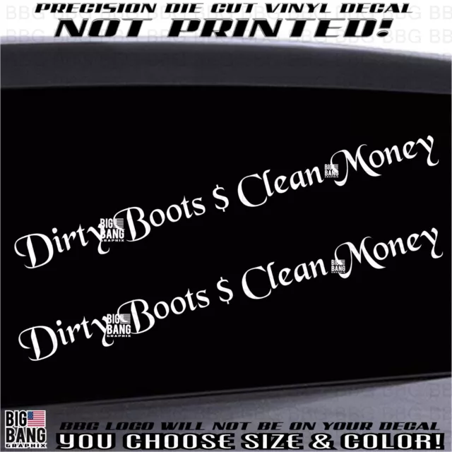 Dirty Boots Honest Money (2) Decal Sticker SET Hard Work Car Window Blue Collar